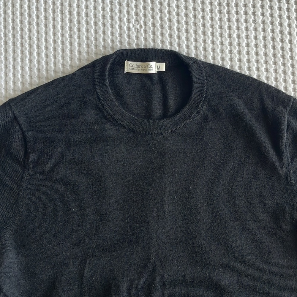 Collars & Co. Australian Merino Wool Sweater in Black